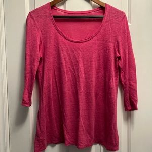 Eileen Fisher Linen Top/ 3/4 Sleeves/ Rich Pink Color/ Size XS